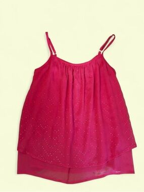 Mudd Hot Pink Sparkle Layered Spaghetti Strap Top